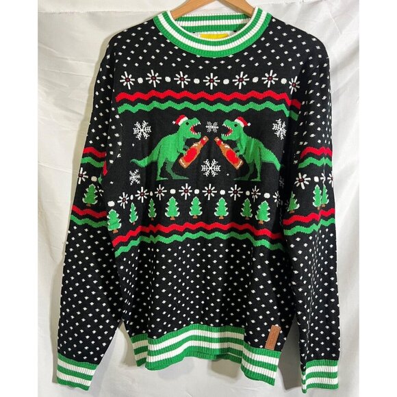 Tipsy Elves Men's "Dino Mate" Ugly Christmas Sweater Size Large E5 - Picture 1 of 5